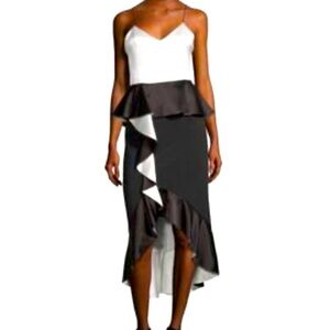 Alice + Olivia Peplum Ruffle Midi Dress Size 4